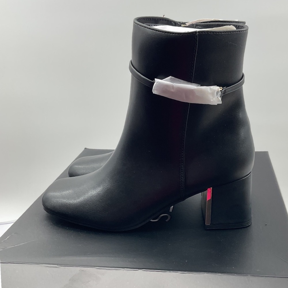 Jones New York Durling Women Black Square Toe Block Heel Ankle Boots 6.5M